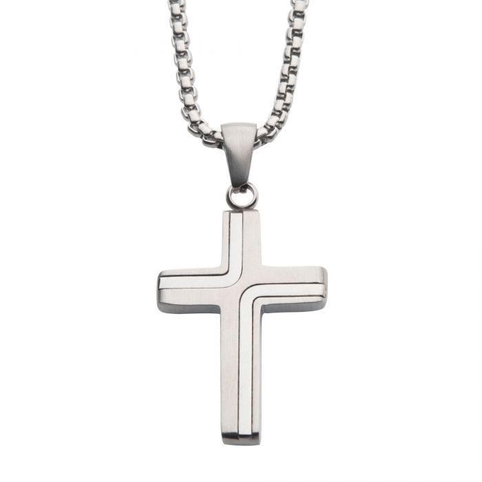 Stainless Steel Cross Drop Necklace