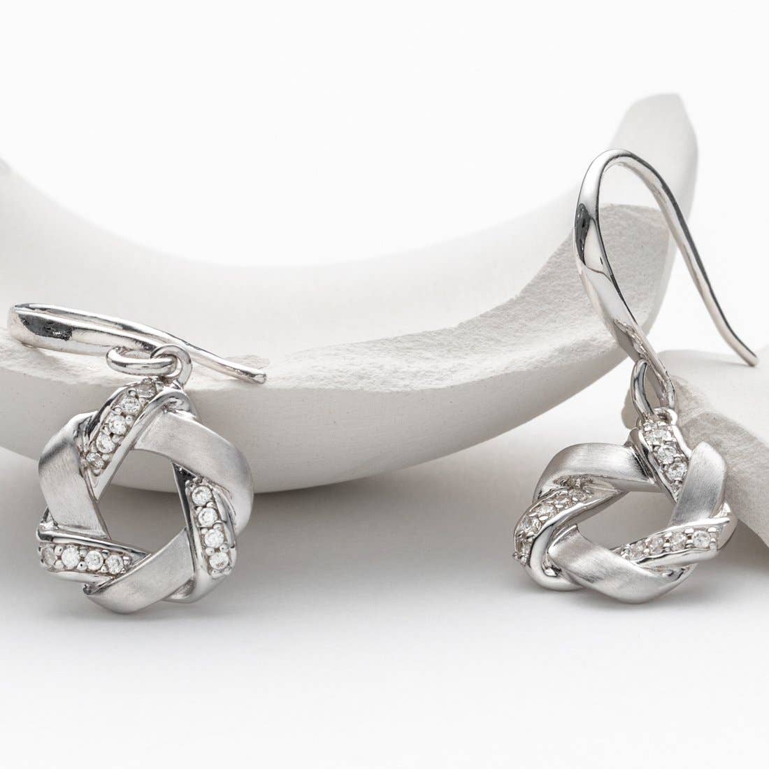 Sterling Silver Twist Circle Drop Earrings Hypoallergenic