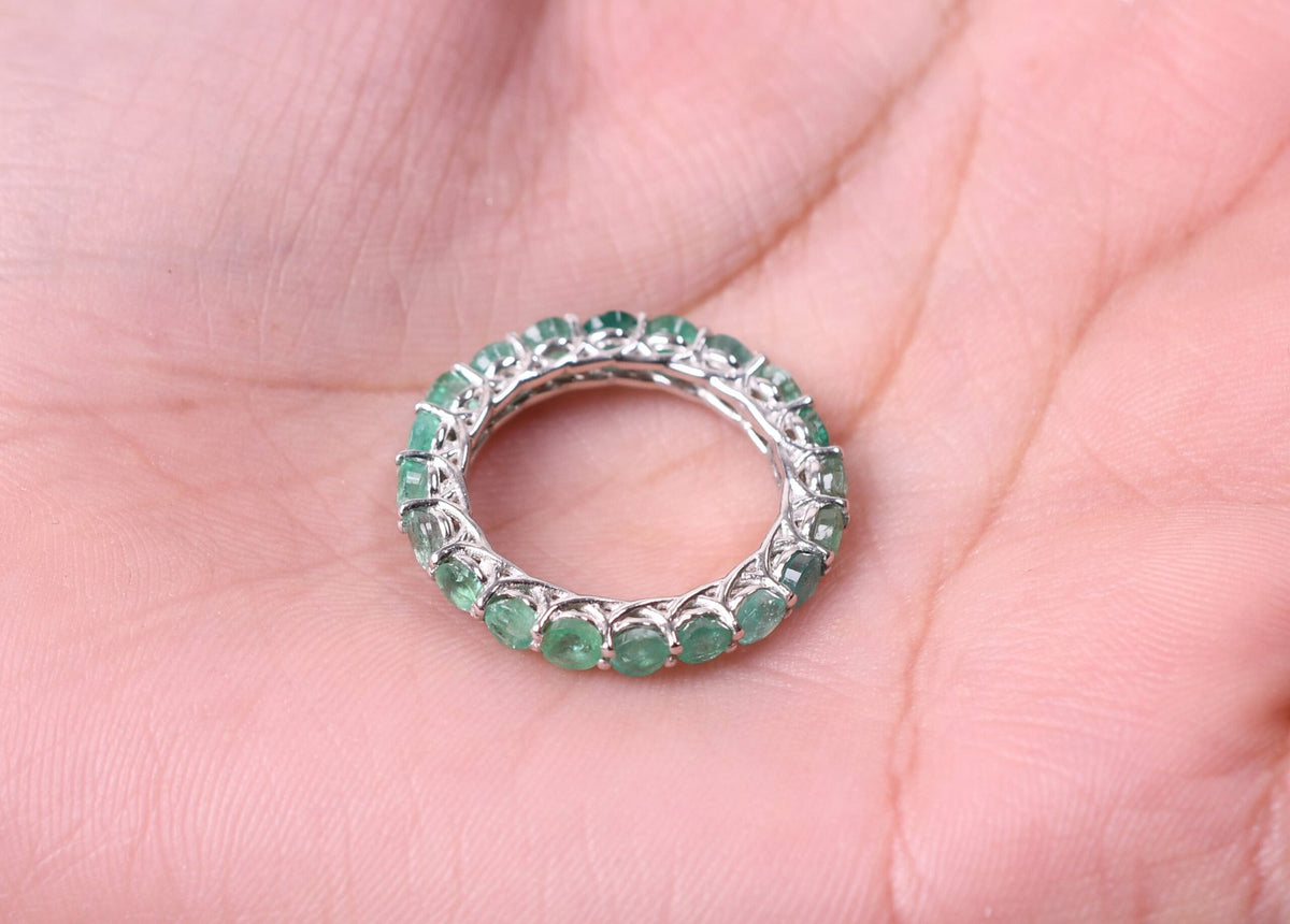 Natural Emerald Wedding Band Ring Full Eternity Band Gift For her