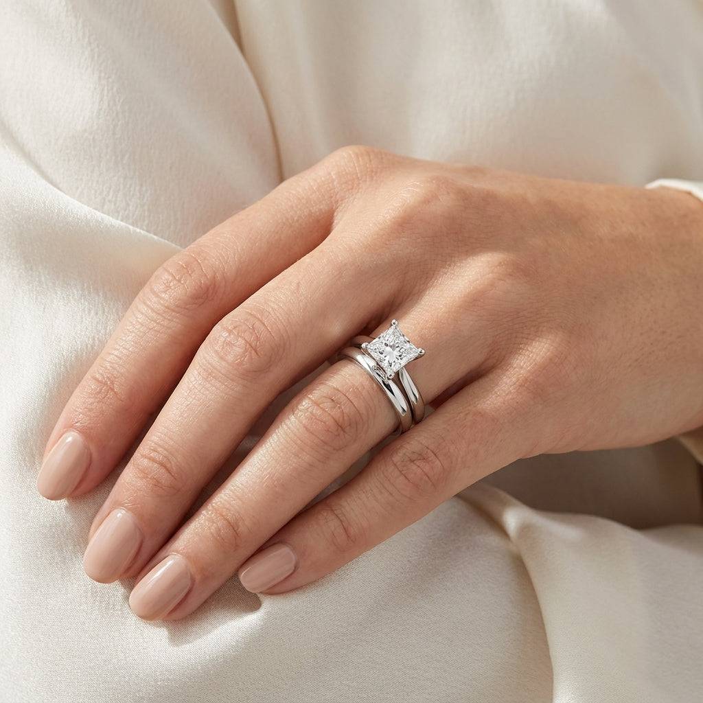 3 Carat Princess Lab Grown Diamond Engagement Ring | 14K White Gold