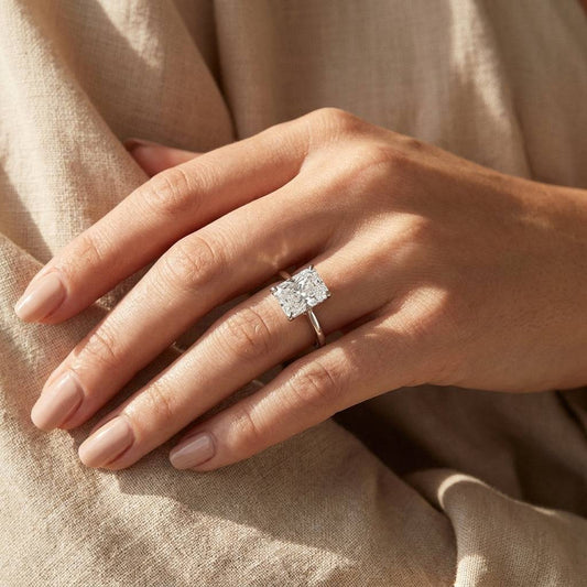 3 Carat Radiant Lab Grown Diamond Engagement Ring | 14K White Gold