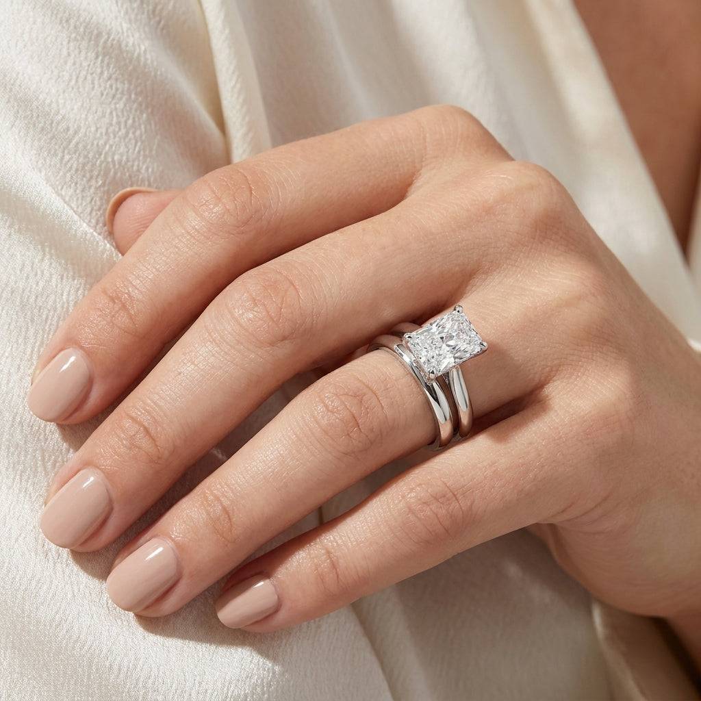 3 Carat Radiant Lab Grown Diamond Engagement Ring | 14K White Gold