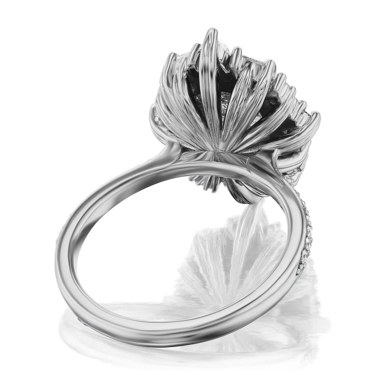 ・OLIVE・Cushion Rose Cut Salt + Pepper Diamond Center, Diamond Halo (3.72ctw+)