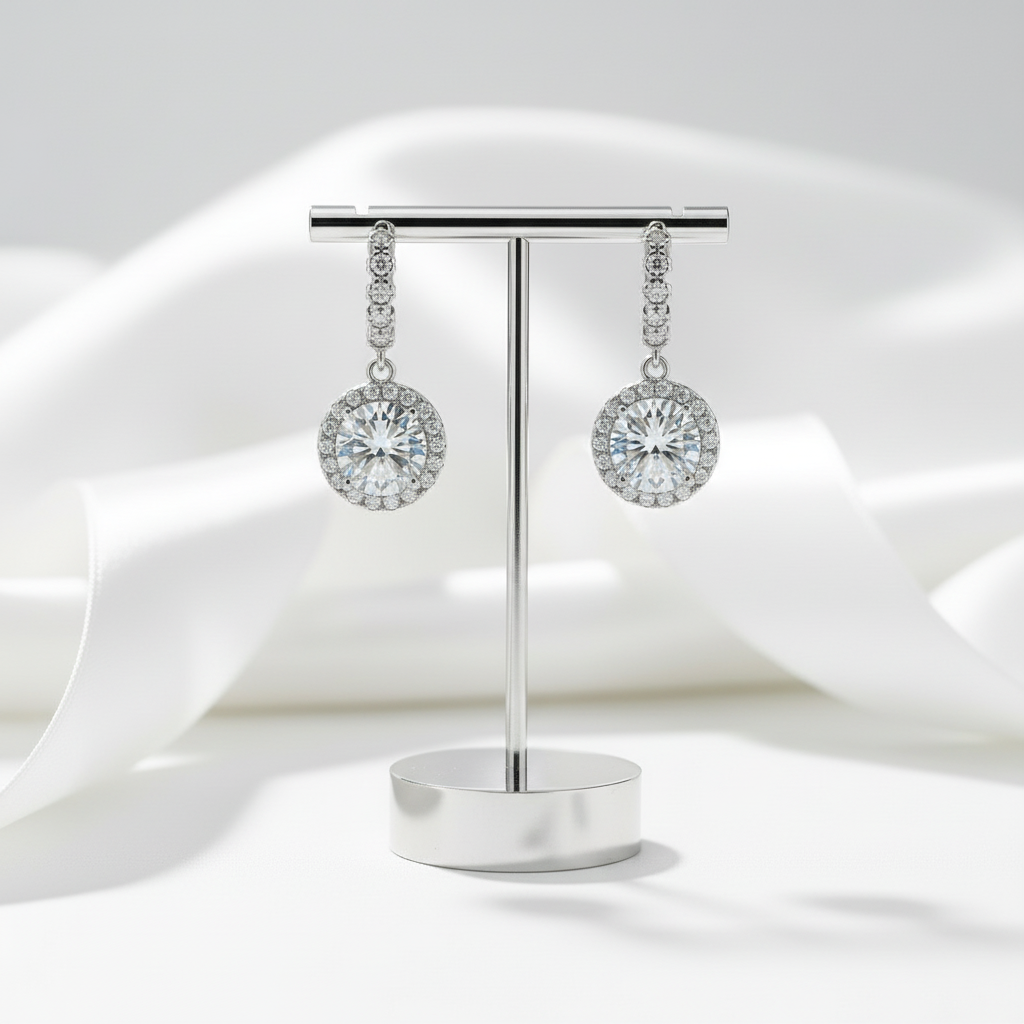 3.0 Ct Round Cut Diamond Option Drop Earrings