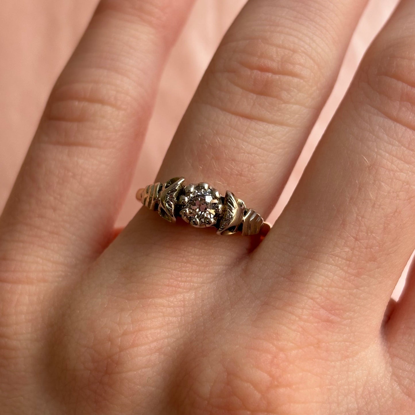 0.35CT Old European Cut Diamond Arrow Tree Ring | Vintage