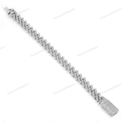 Round Moissanite Diamond Miami Cuaban Link Bracelet