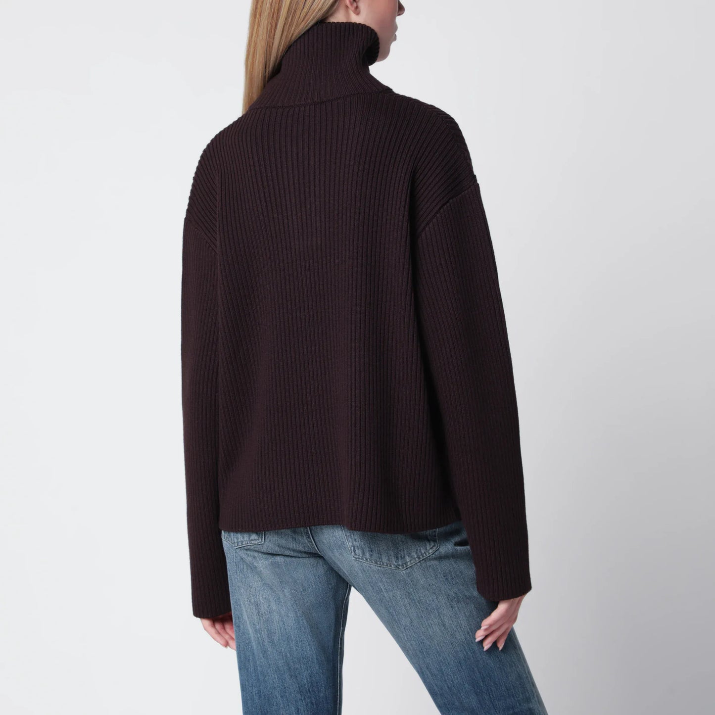 Courrèges - Dark burgundy ribbed zip sweater