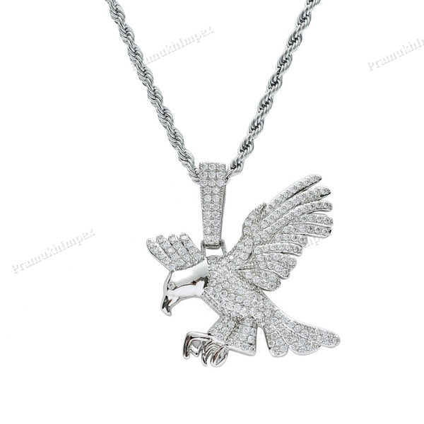 Moissanite Sterling Silver Eagle Gold Plated Pendant