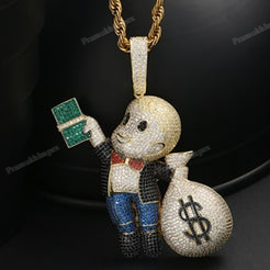 Moissanite Multi-Color Richie Rich Money Bag Pendant