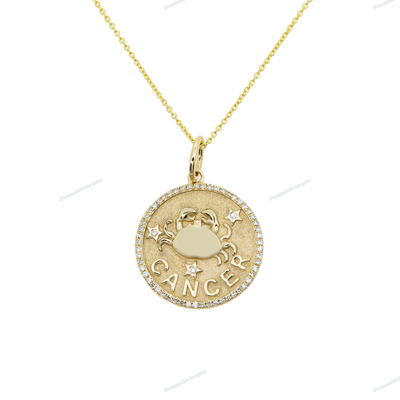 Yellow Gold and Rose Gold Round Moissanite Silver Pendant