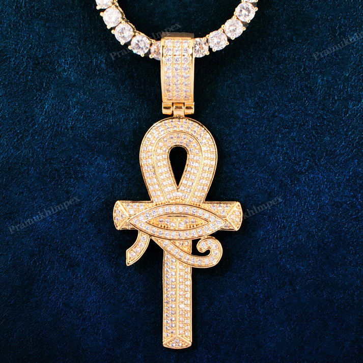 S925 Sterling Silver Eye of Horus Ankh Cross Pendant