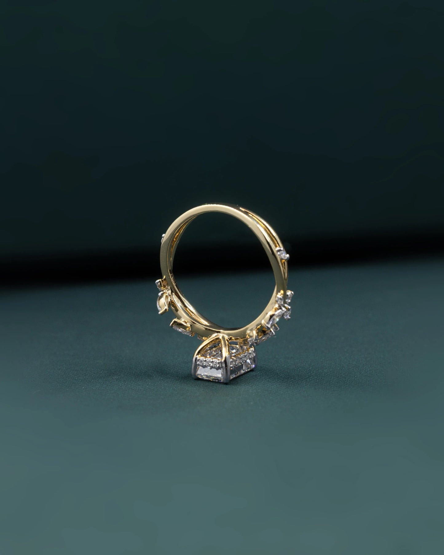 4.92 CTW Emerald & Pear Cut Lab-Grown Diamond Nature-Inspired Engagement Ring