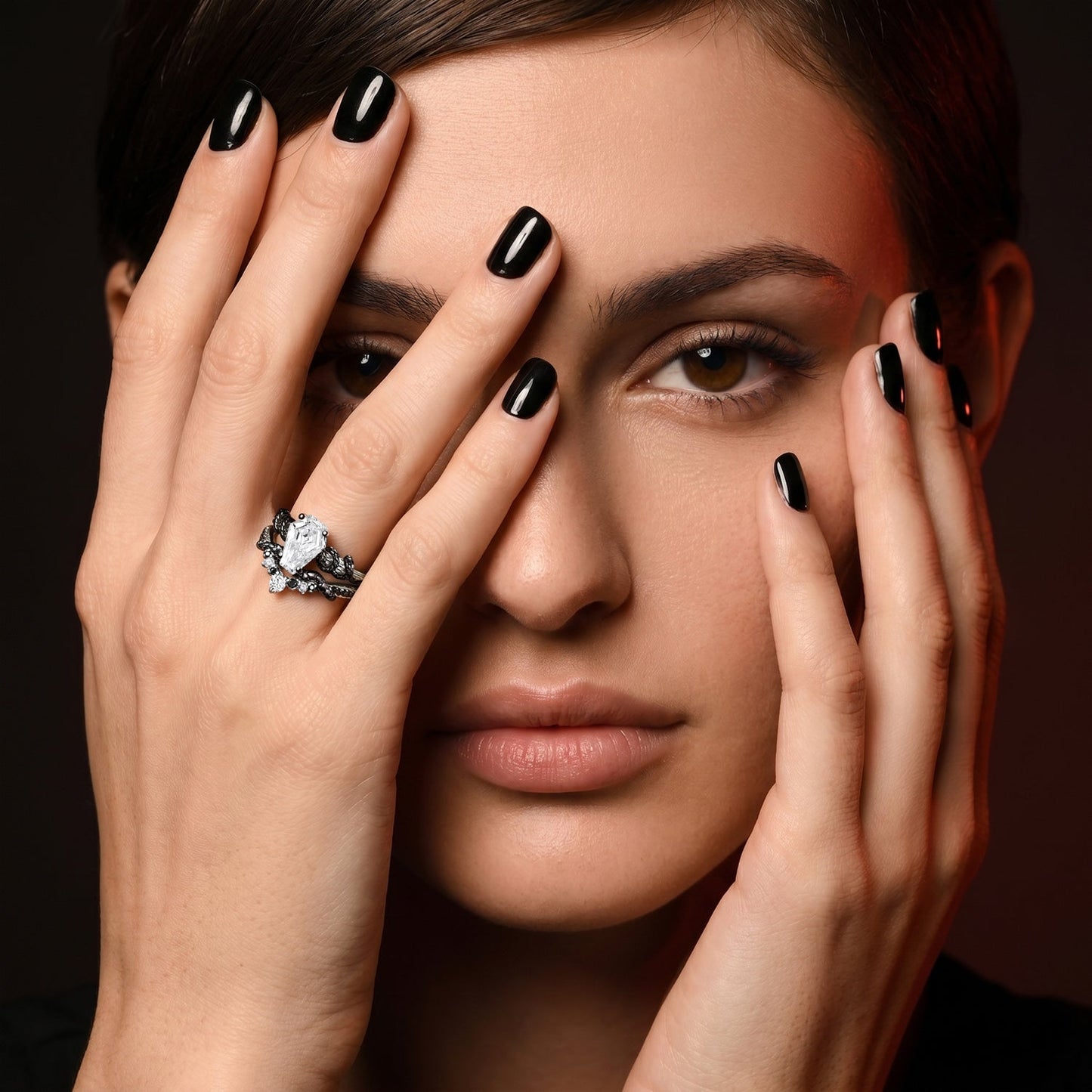 Serpent's Embrace - Gothic Coffin Lab Diamond Two-Tone Engagement Ring Set with Twisted Snake Detailing