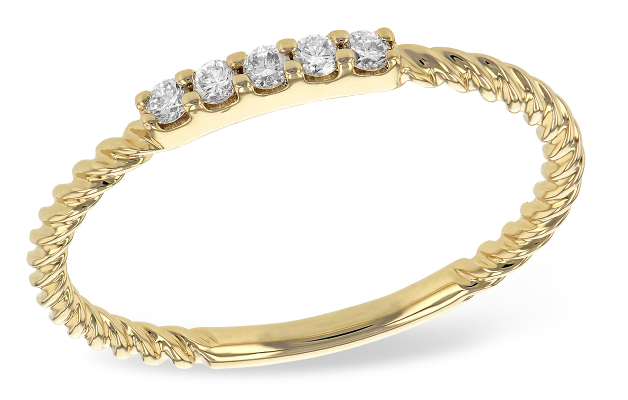 14KY Rope Twist Diamond Ring