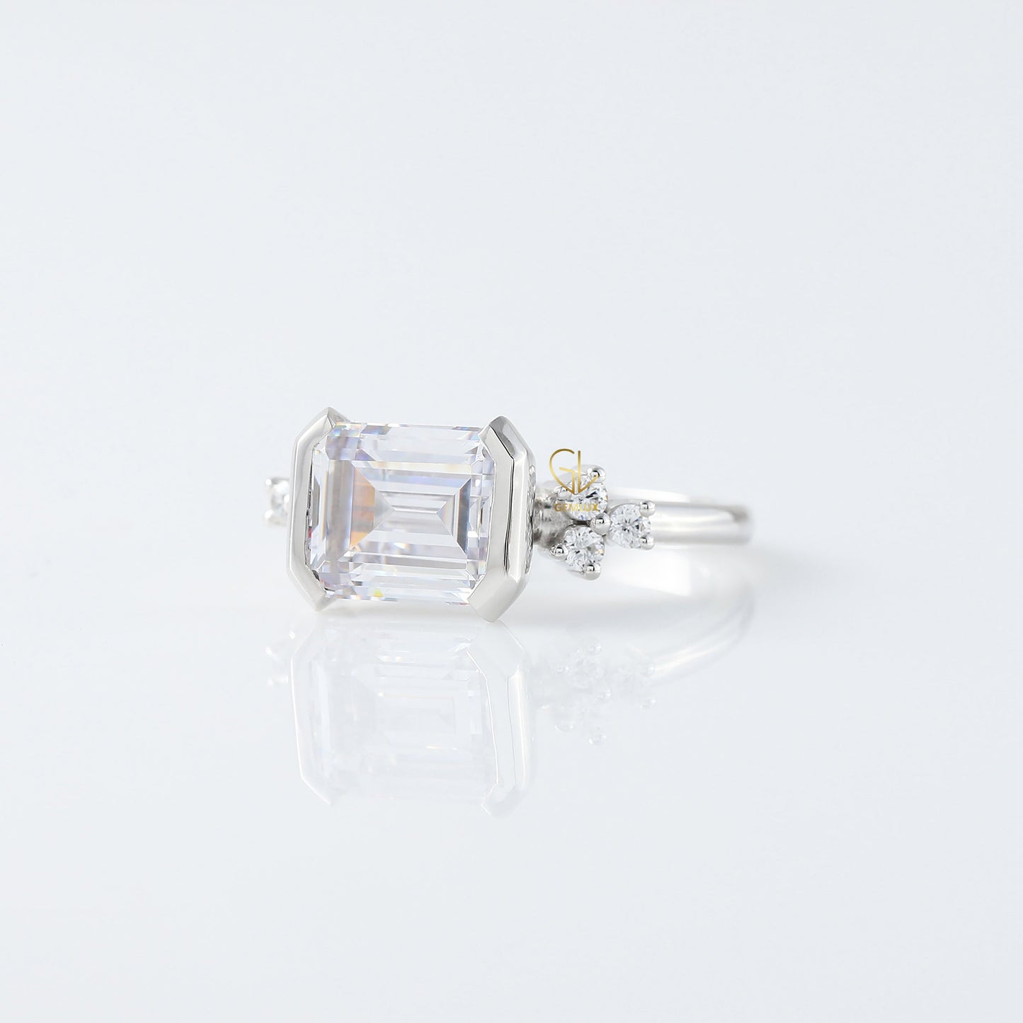 3 CT Certified East West Emerald Cut Solitaire Engagement Ring