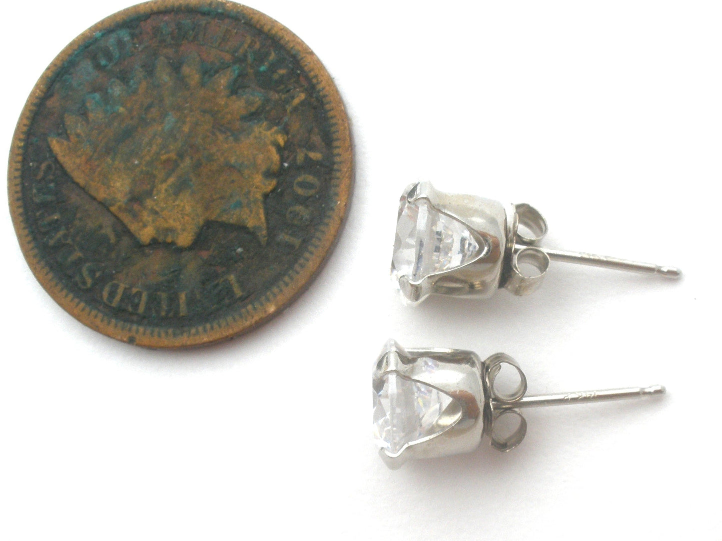 3 Carat Clear CZ Stud Earrings 14K Gold