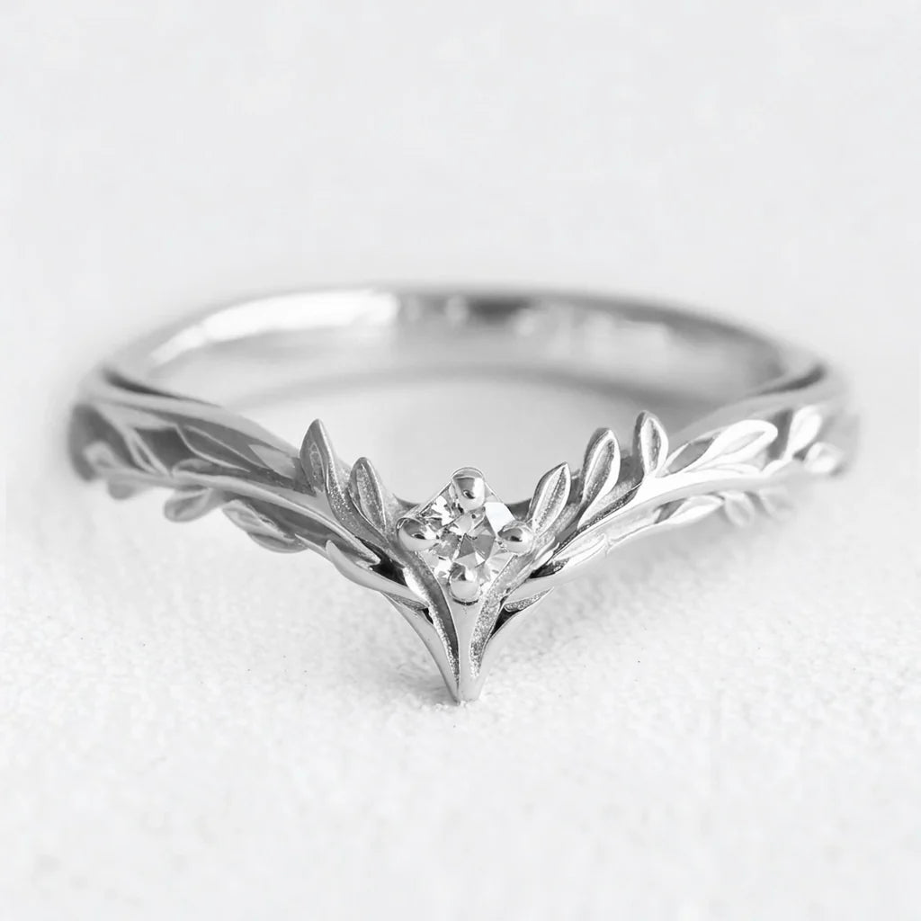 Angel’s Garden | Diamond Leaf Wedding Band