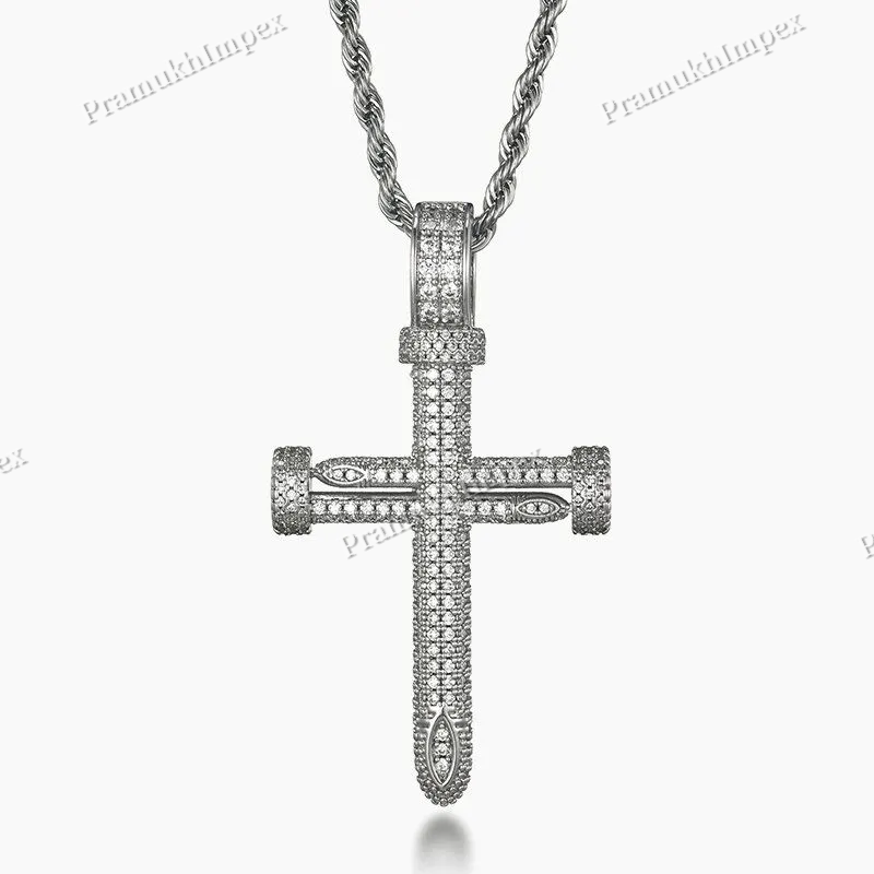 22K Gold Plating 925 Silver Antique Moissanite Three Nails Necklace