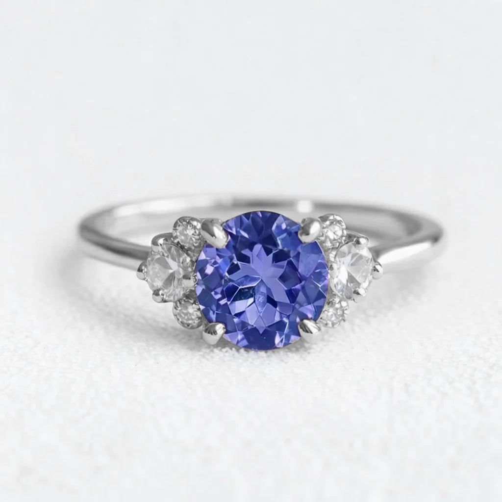 Velvet Twilight | Round Blue-Violet Tanzanite Engagement Ring