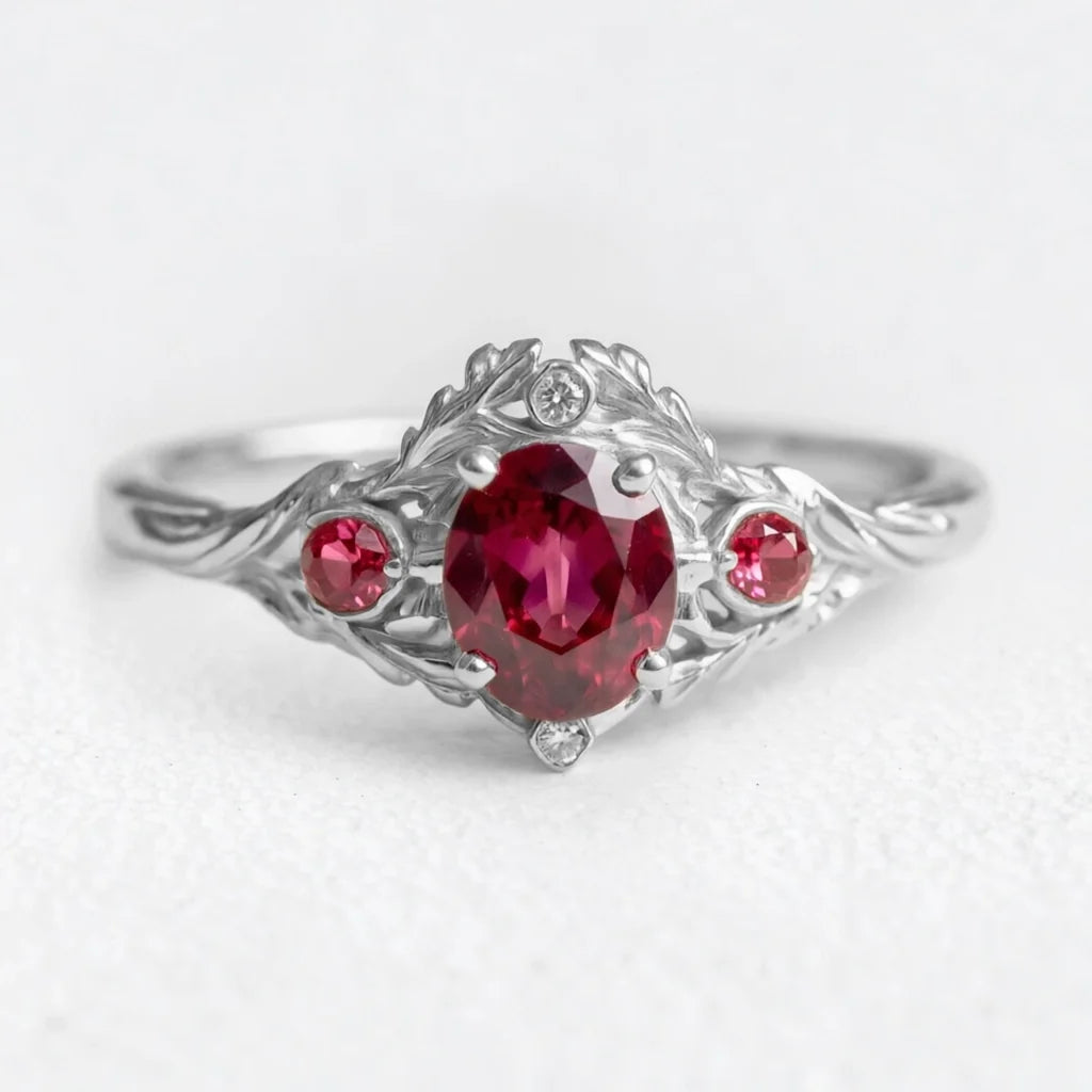 Rosalind’s Vine | Oval Ruby Vintage Engagement Ring