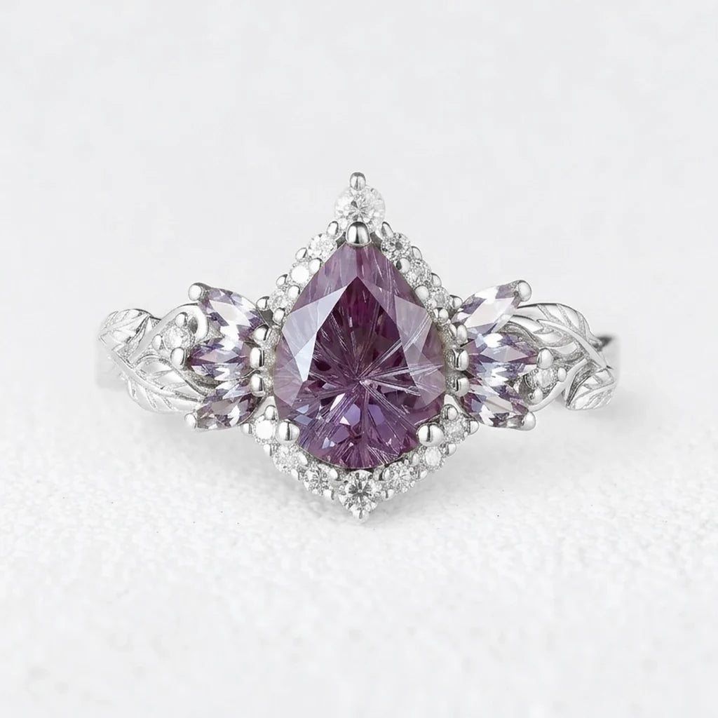 Lyra's Mirage | Vintage Sparkle Cut Alexandrite Halo Engagement Ring