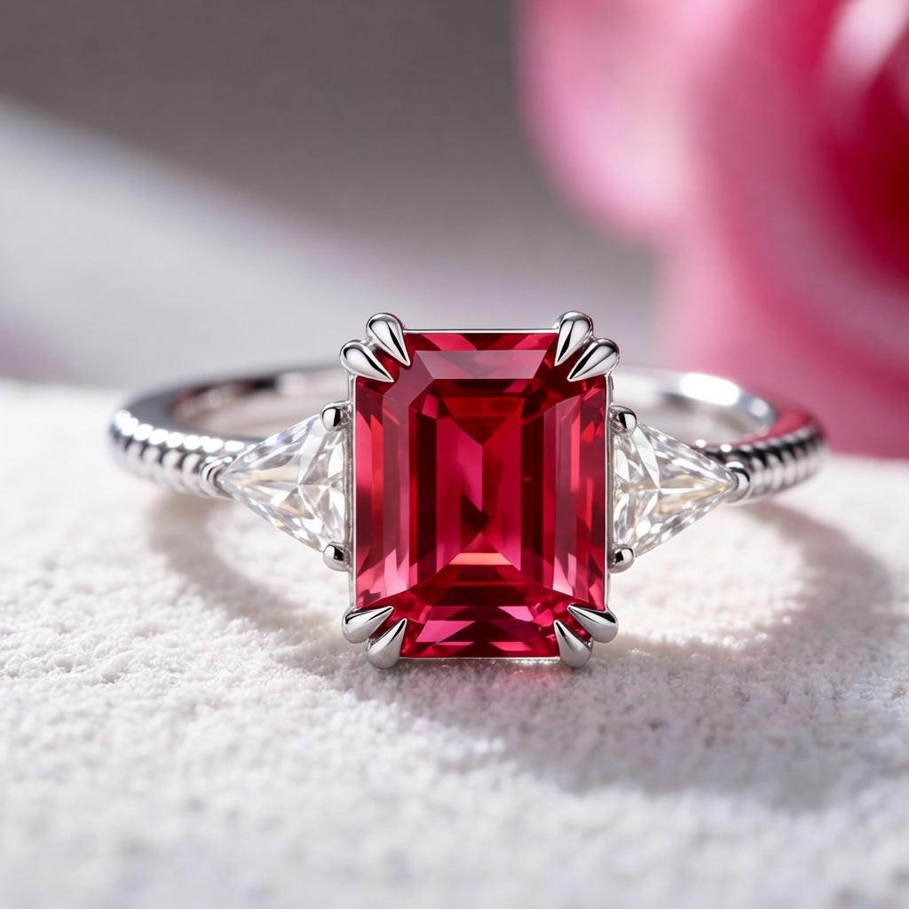 Sienna's Crimson | 2CT Emerald Cut Ruby Engagement Ring