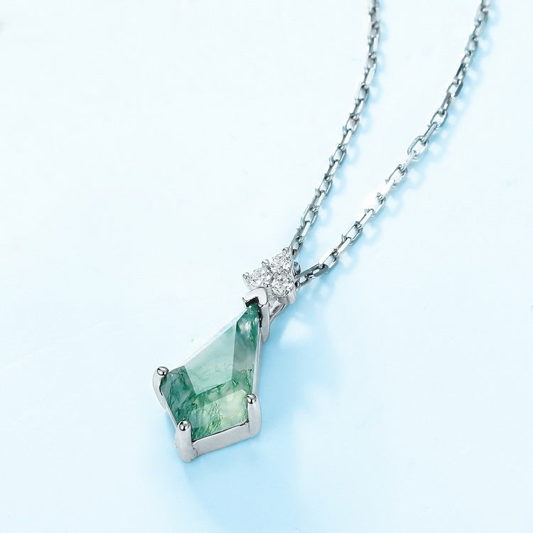 Danity 7x12mm Kite Cut Moss Agate Necklace Pendant