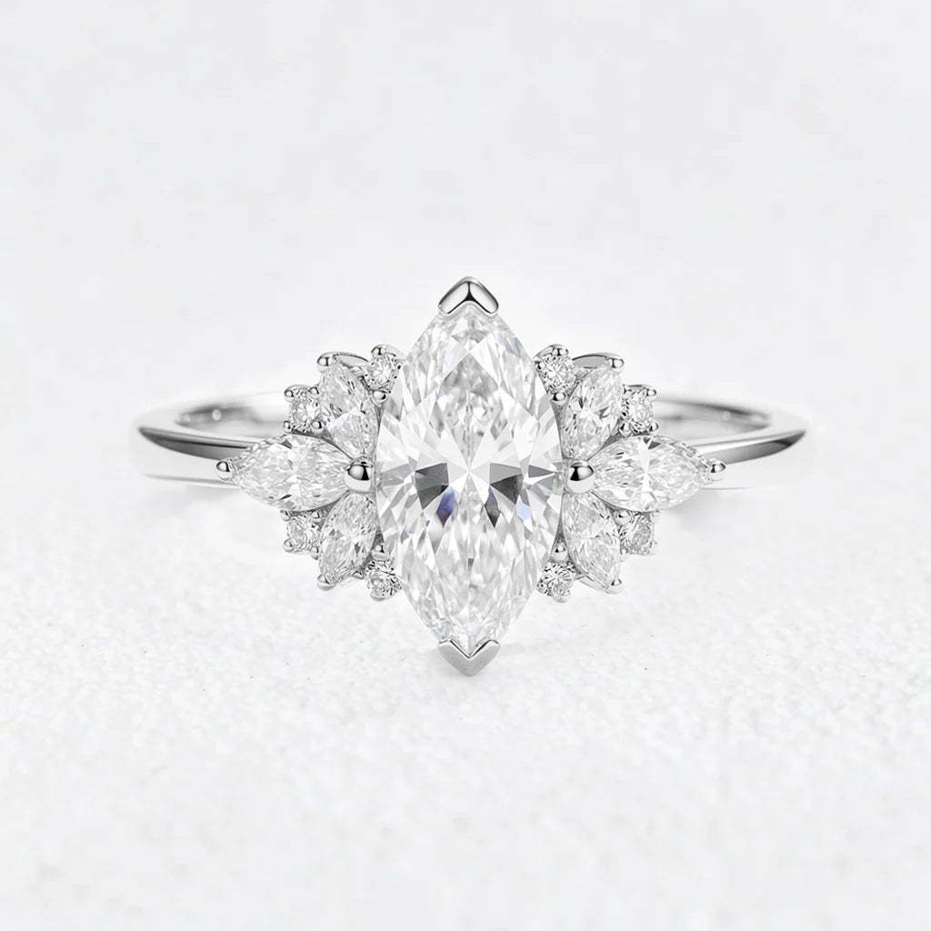 Aurora’s Wings | Marquise Diamond Cluster Engagement Ring