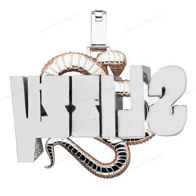 Two Tone Fully Iced Out Custom SLIZZY Name Pendant