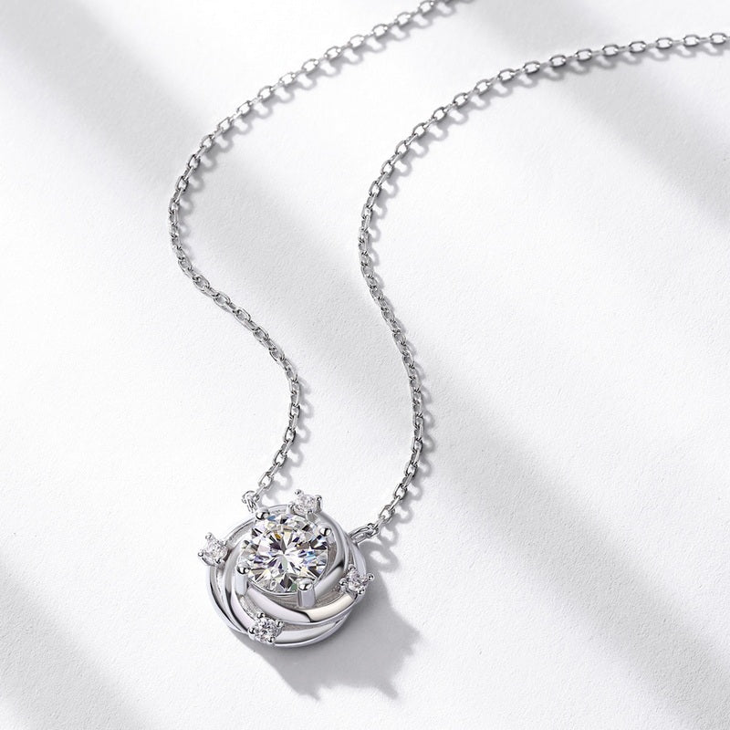 Eternal Swirl Halo Pendant Necklace