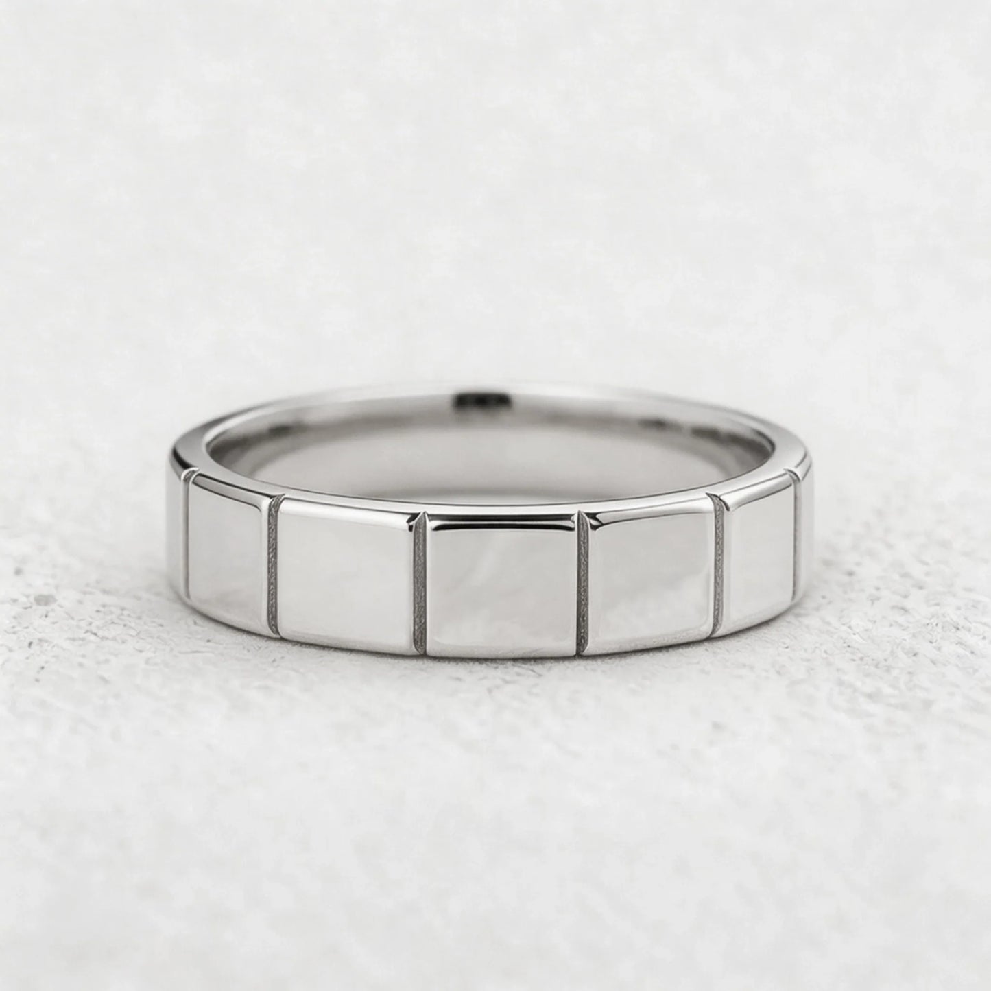 Orion's Keystone | Block-Textured Men's Wedding Band