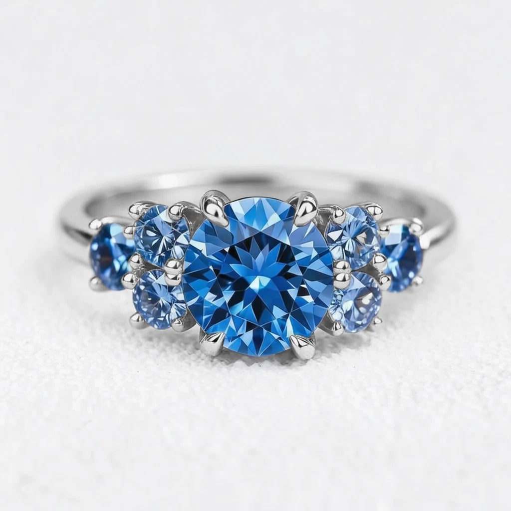 Luciana’s Evermore | 1CT Round Blue Sapphire Engagement Ring
