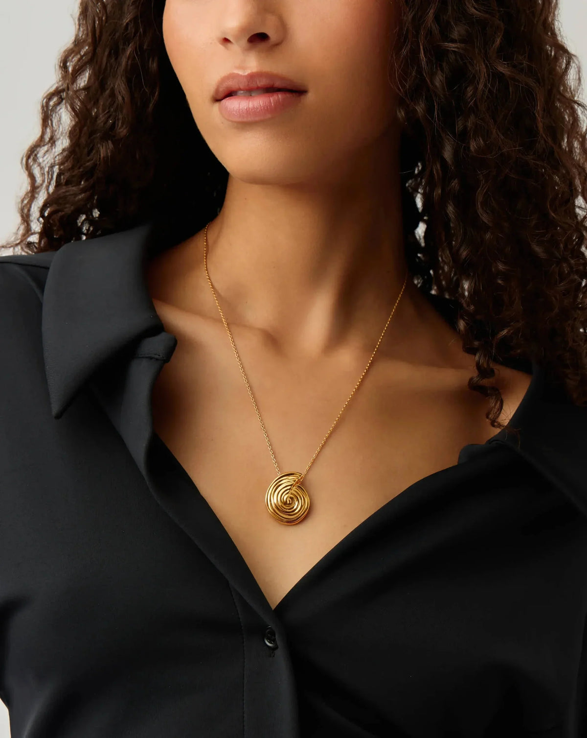 18K Gold Vermeil Spiral Large Pendant Necklace