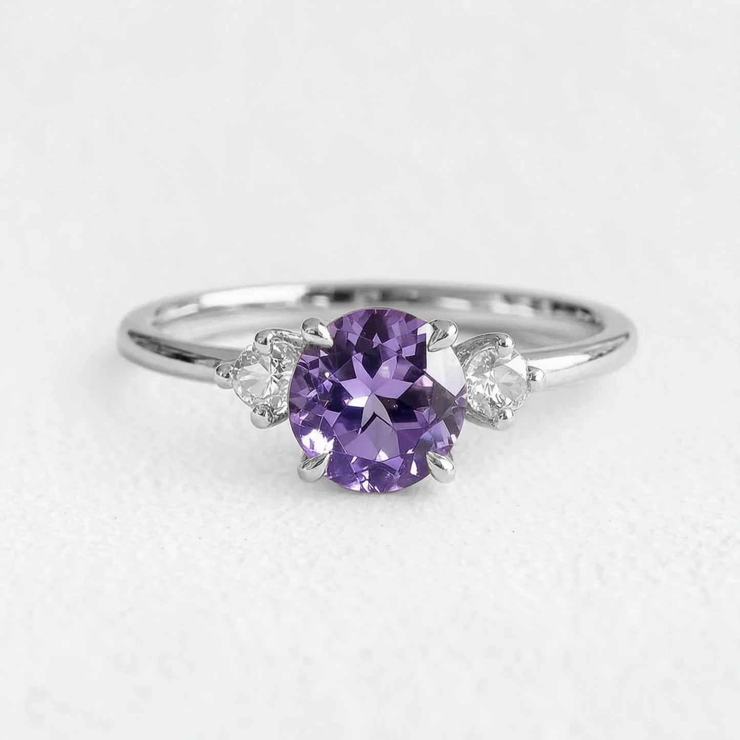 Velvet Twilight | Three-Stone Tanzanite & Moissanite Ring