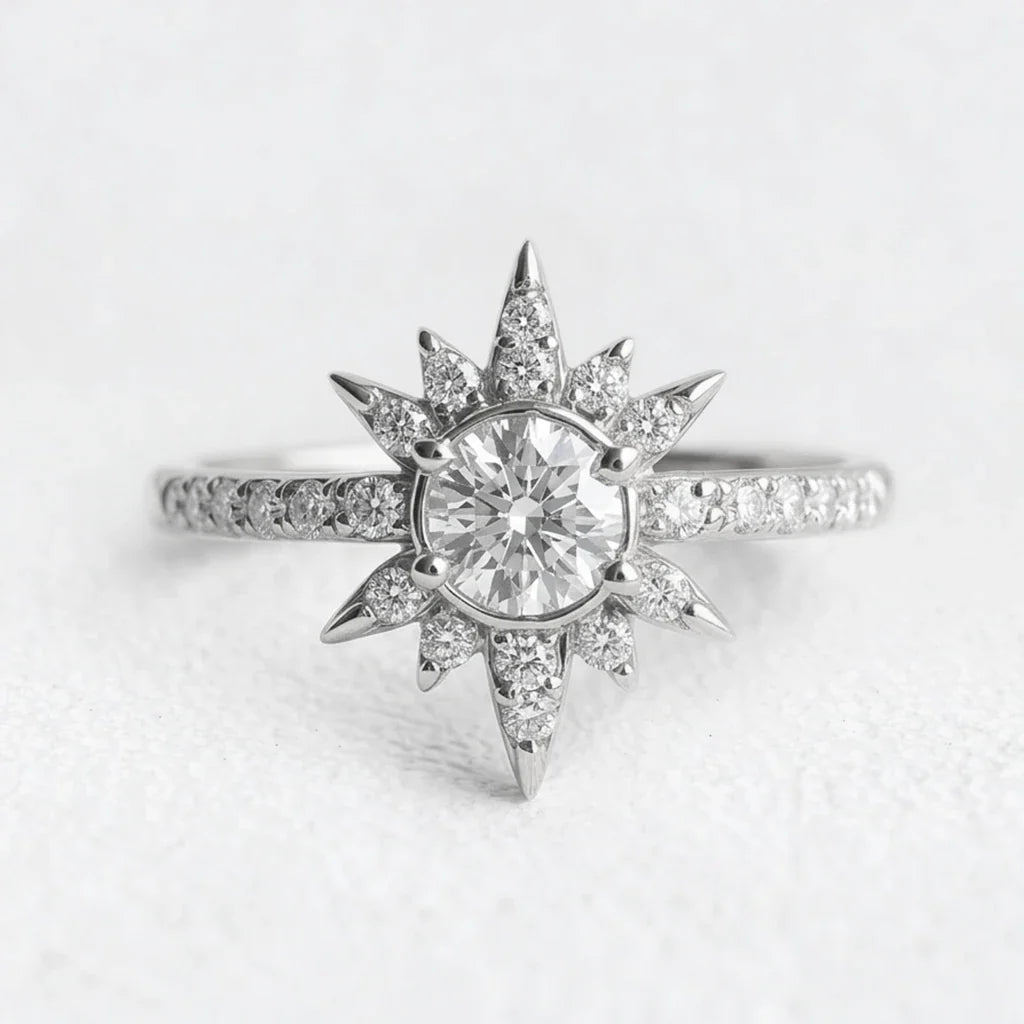 Astra’s Radiance | 1CT Round Diamond Halo Engagement Ring