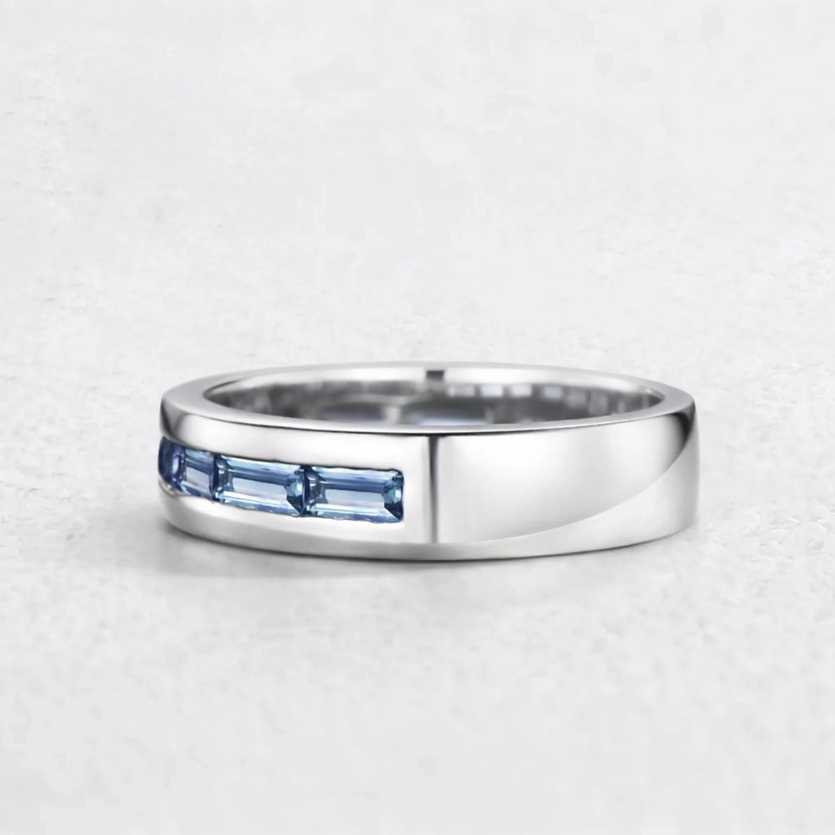 Orion’s Edge | Half-Eternity Baguette Blue Diamond Men's Band