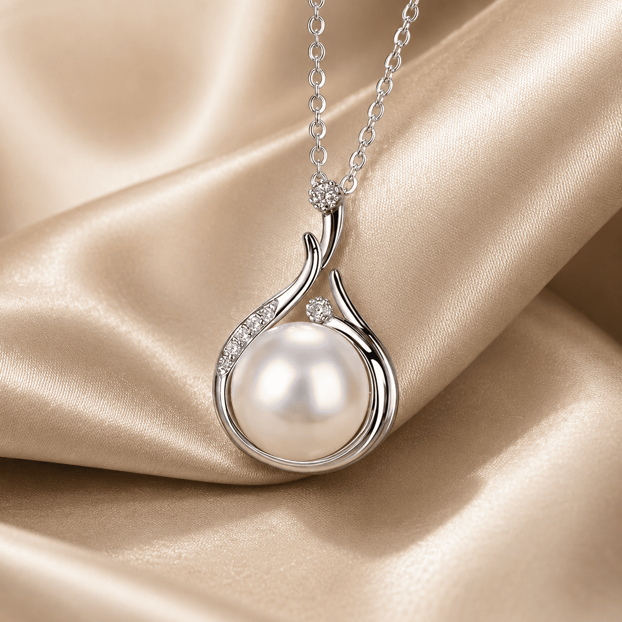 Elegant Pearl Swirl Pendant Necklace
