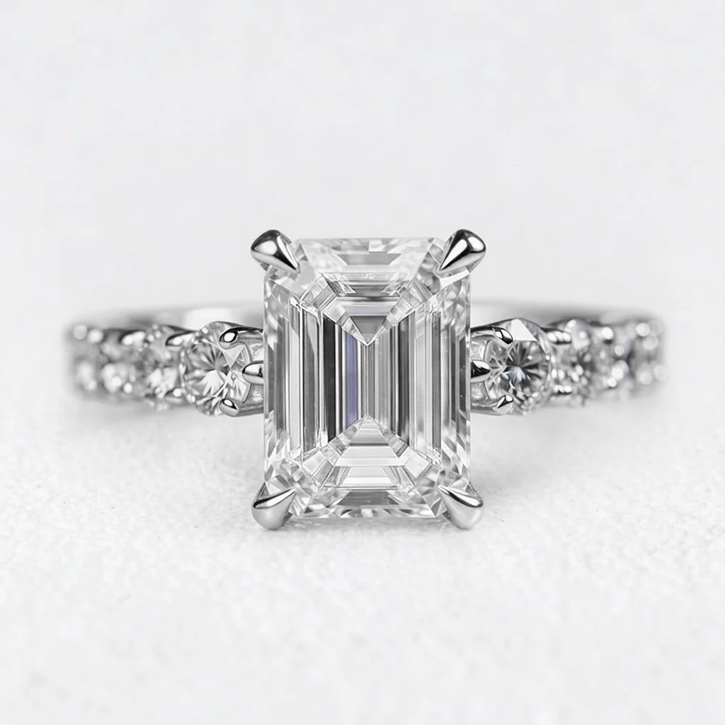 Audrey’s Epoch | 2CT Emerald Cut Diamond Solitaire Engagement Ring
