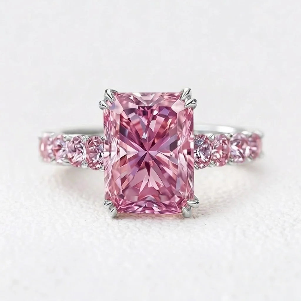 Elara‘s Facet | 3CT Radiant-Cut Pink Sapphire Engagement Ring