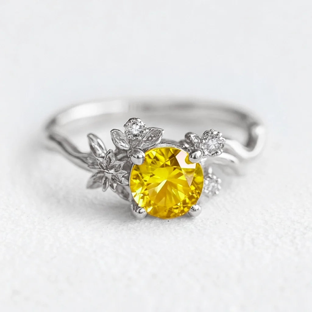 Marguerite’s Sunbeam | Yellow Sapphire Vine Engagement Ring