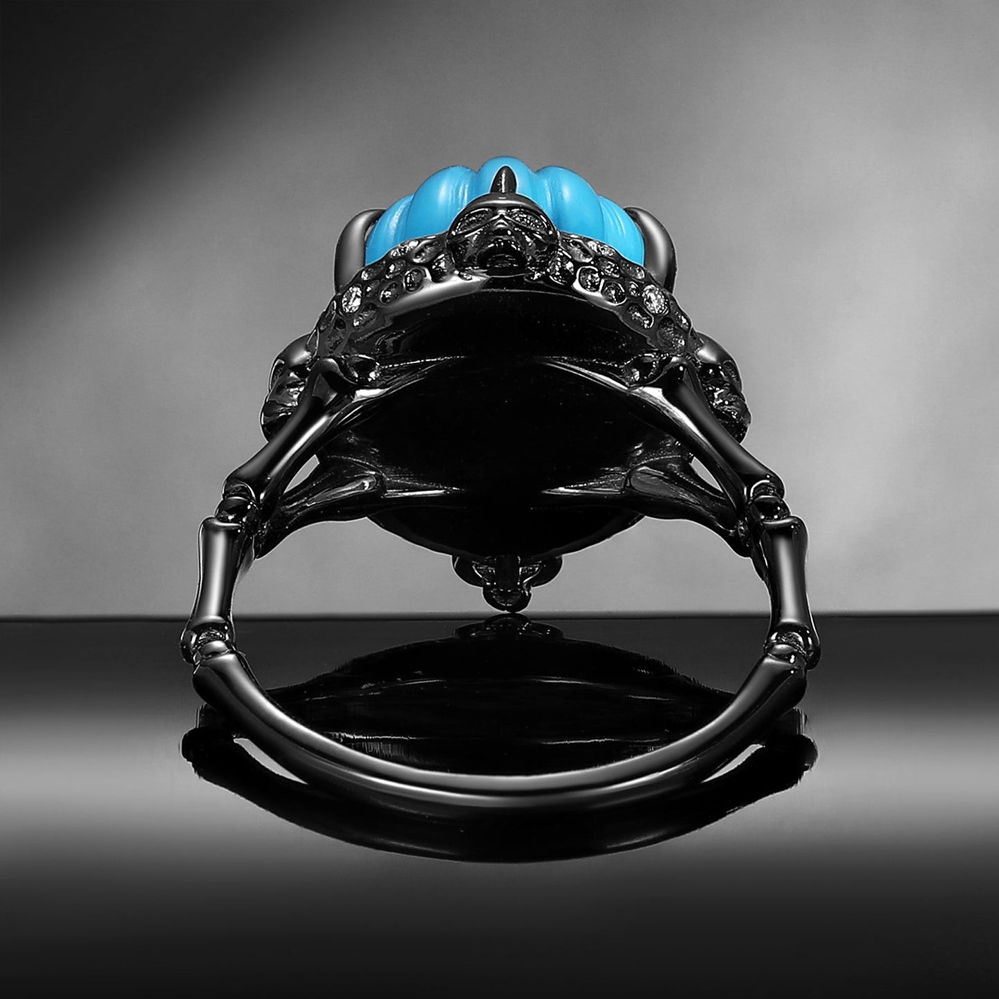 Unique Pumpkin Shaped Turquoise Halloween Gothic Engagement Ring - The Wicked Pumpkin