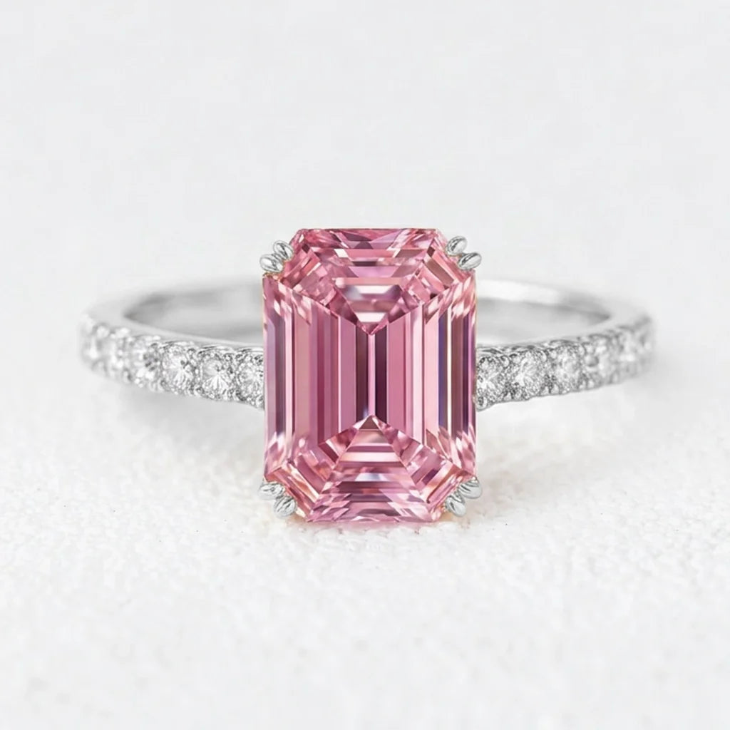 Celia‘s Grace | 2CT Emerald Cut Pink Sapphire Engagement Ring