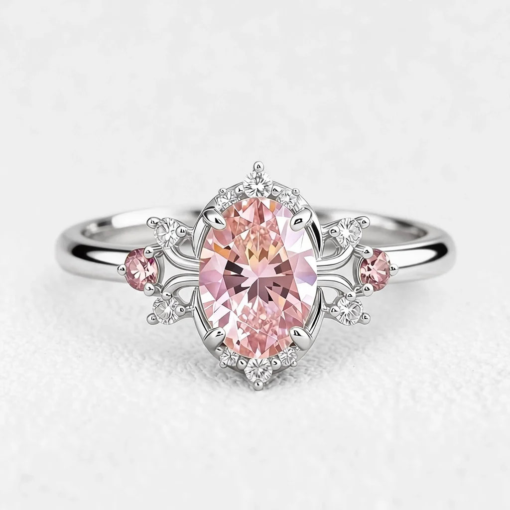 Elysia’s Dawn | Oval Pink Sapphire Vintage Engagement Ring