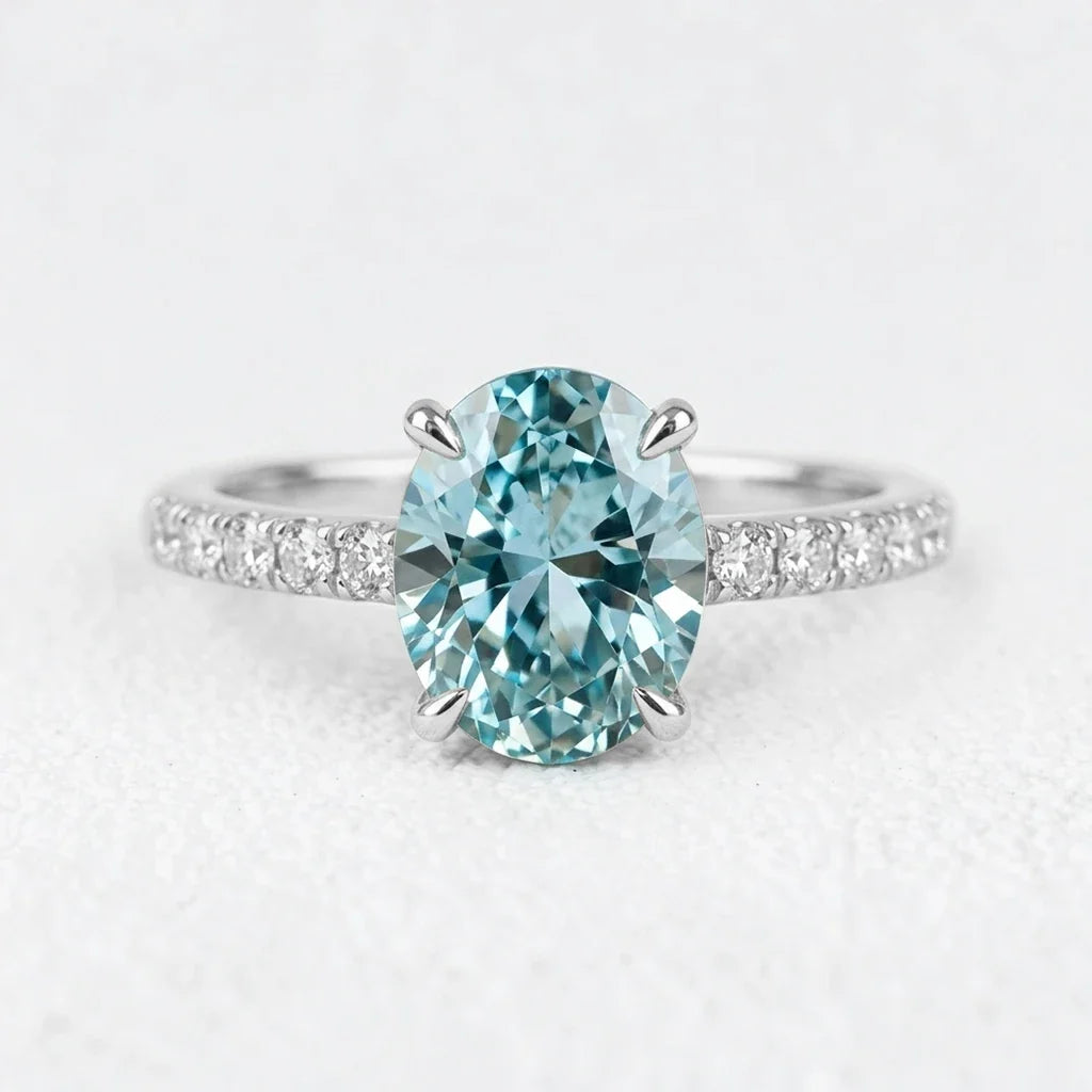 Selene’s Glow | 2CT Oval Cut Green Sapphire Ring