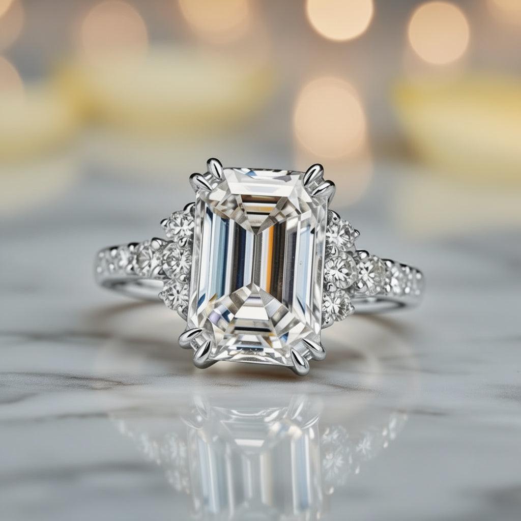 Seraphina’s Luminance | 3CT Emerald Cut Diamond Engagement Ring