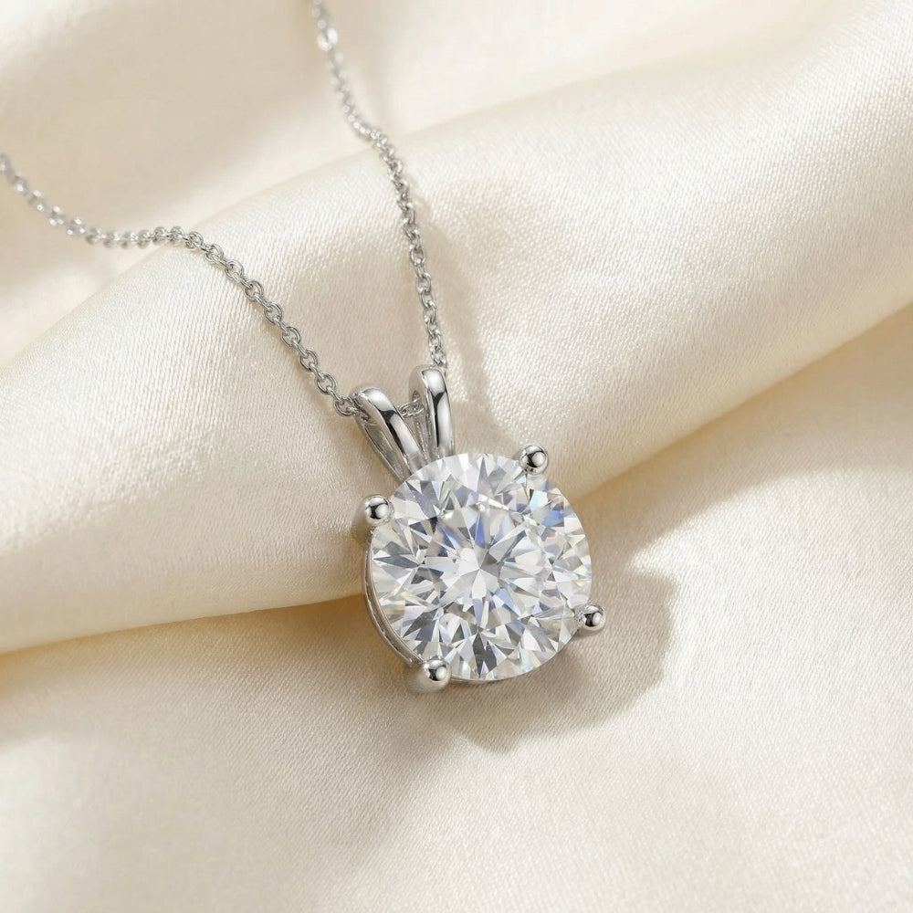 Certified 3Ct Round Solitaire Diamond Pendant 14k White Gold Necklace Lab Grown