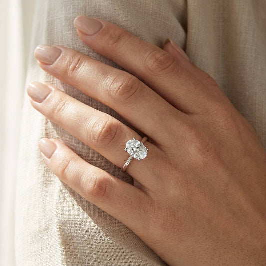 4 Carat Oval Lab Grown Diamond Engagement Ring | 14K White Gold