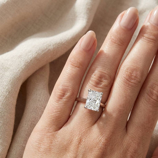4 Carat Radiant Lab Grown Diamond Engagement Ring | 14K White Gold