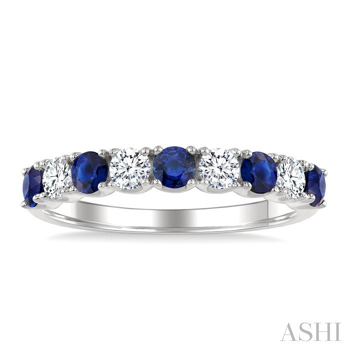 Round Shape Alternate Gemstone & Diamond Fashion Band