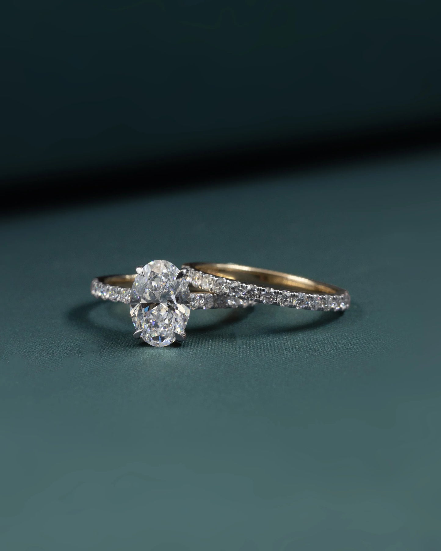 2.79 CTW Oval CVD Lab-Grown Diamond Pavé Engagement Ring with Matching Band